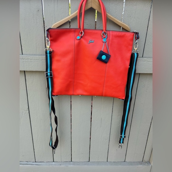 Gabs G3 Plus Size Large Convertible Shopping Tote Bad Orange Leather Like New - Picture 5 of 16